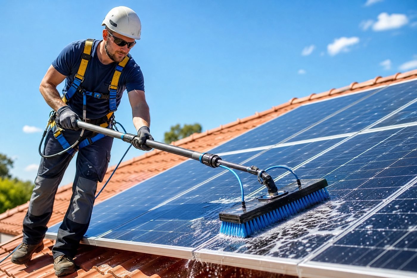 Immaculate solar panel installation after professional cleaning